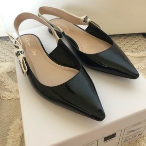AUTH DIOR SLINGBACK FLATS